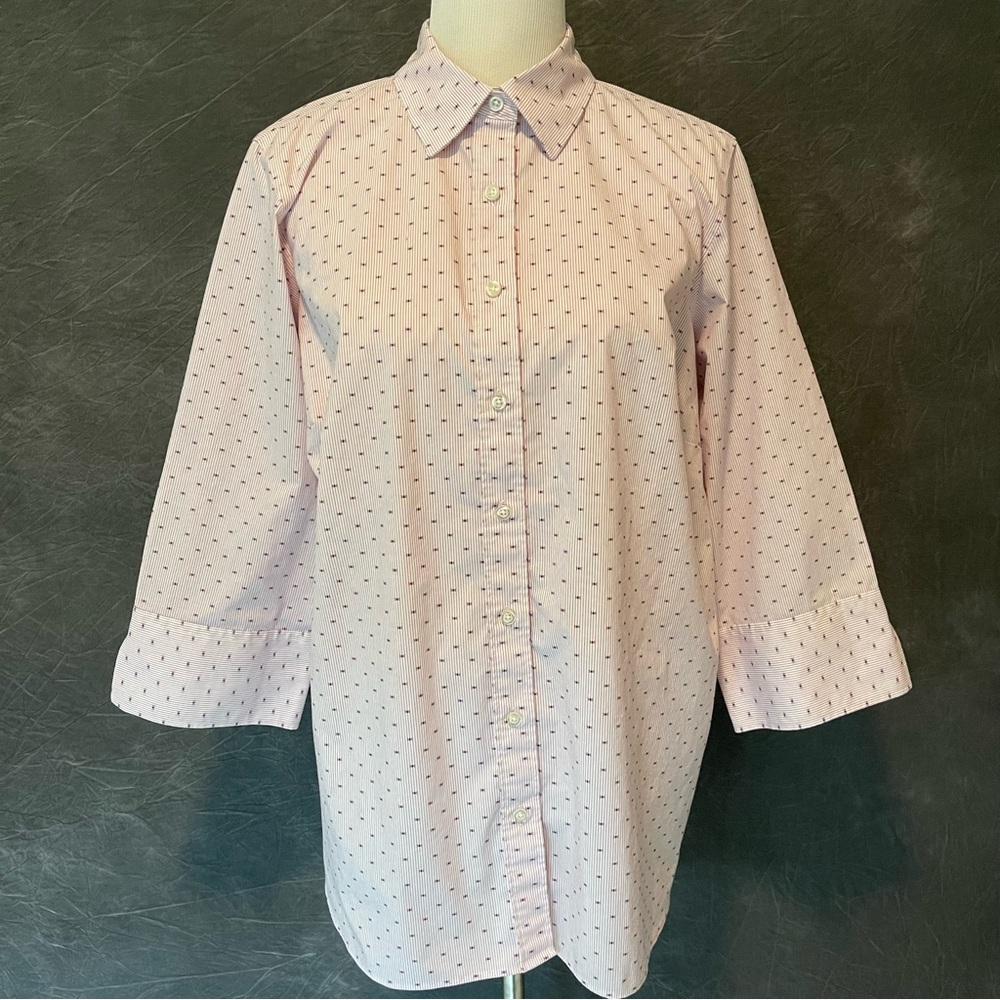 Lands’ End Button Front 3/4 Sleeve Shirt